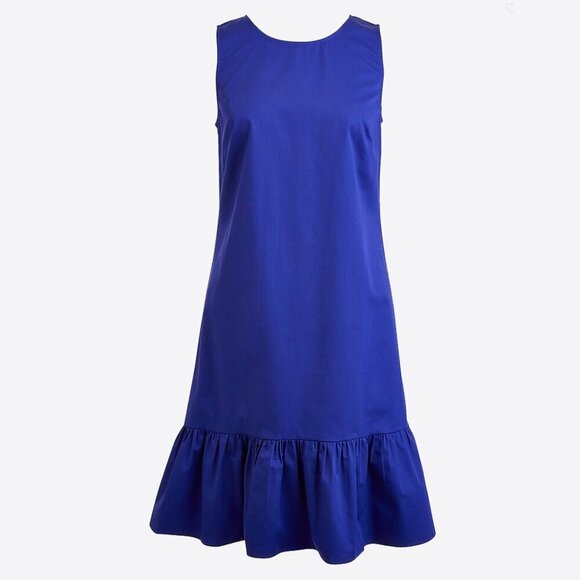 J. Crew Indigo Blue Bow-Back Ruffle Flounce Dress - Picture 2 of 9